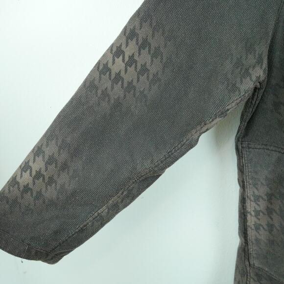 Y2K Large Jacket Reversible Corduroy Brown Houndstooth Parisian Hood Art to Wear - Picture 10 of 13